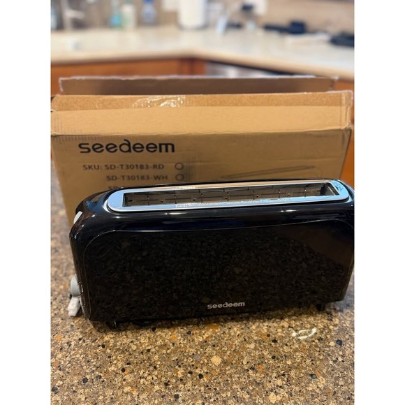 Seedeem Other - Seedeem 2 Slice Long Slot Toaster Kitchen OS Black New SD-T30183-BK Wide Slot